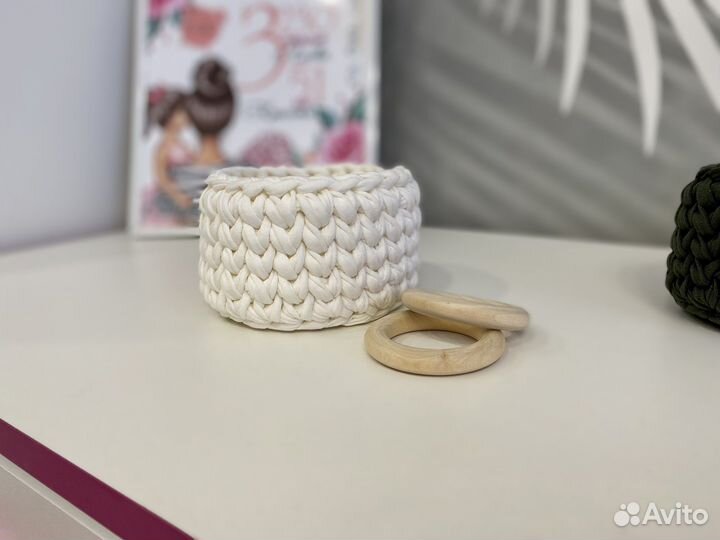 Корзинка из трикотажной пряжи
