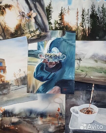 Картины акварелью в интерьер