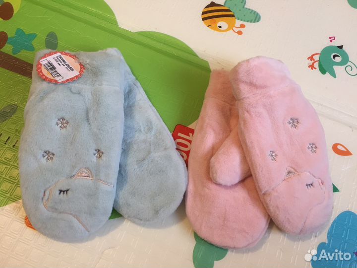 Варежки детские из эко-меха