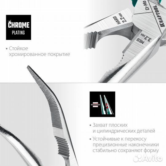 Изогнутые тонкогубцы (22011-4-20), kraftool 200 м