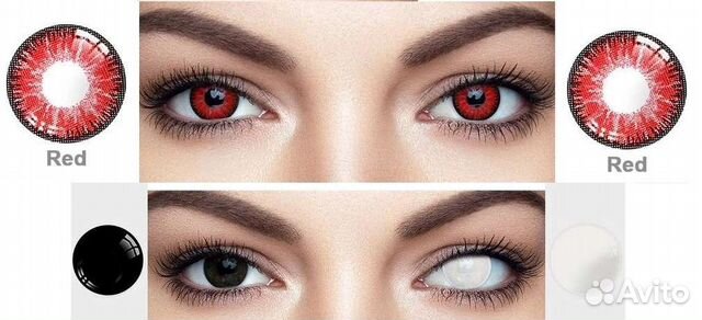 Линзы белый,красный,чёрный без диоптрий