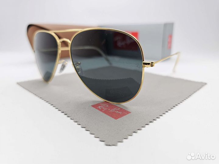 Очки Ray Ban Aviator Gold Black Стекло