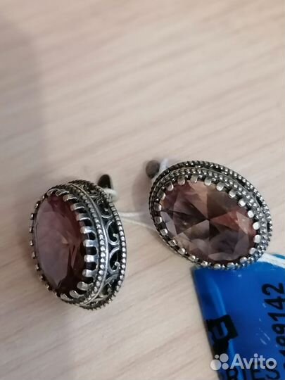 Серьги серебро с султанитом