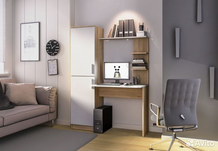 Стол - стеллаж Тесса сб-2737 Дуб Сонома/Белый