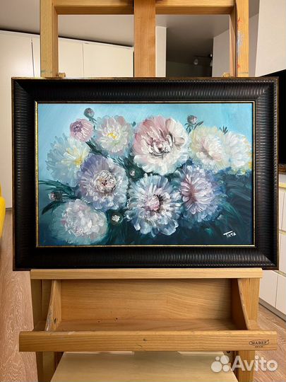 Картина цветы пионы маслом на холсте
