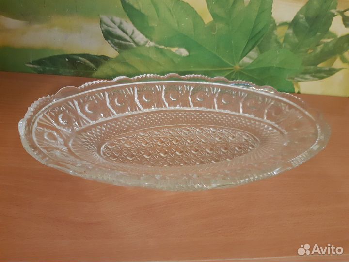 Блюдо сервировочное СССР, хрусталь