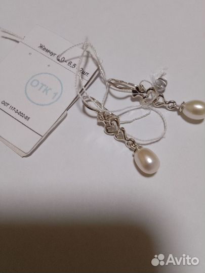 Серьги с настоящим жемчугом 925 проба. Новое