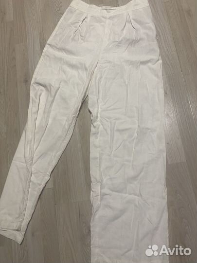 Брюки белые лен