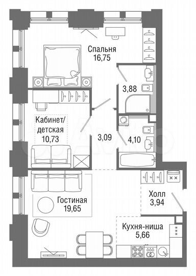 2-к. квартира, 67,5 м², 5/36 эт.