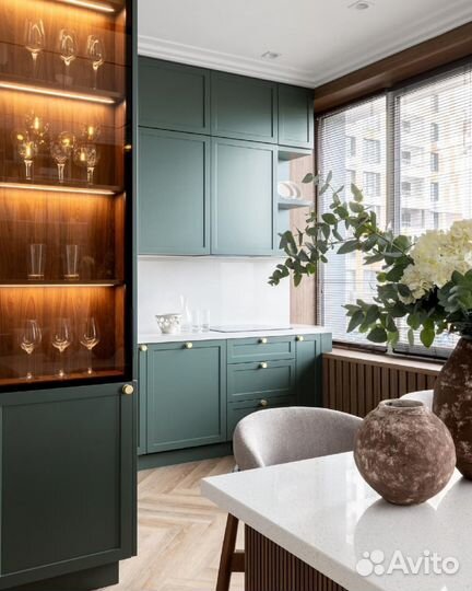 Изумрудная кухня на заказ
