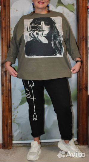 Италия.Стильн.туника-свитшот-толстовка р.52-64