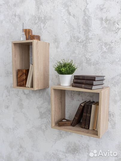 Настенные полки дуб сонома 2 шт