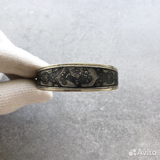 Серебряный браслет Петушок. Чернь СССР. Массивный