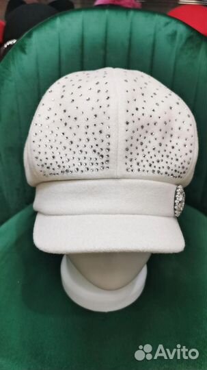 Кепка восьмиклинка, женская со стразами