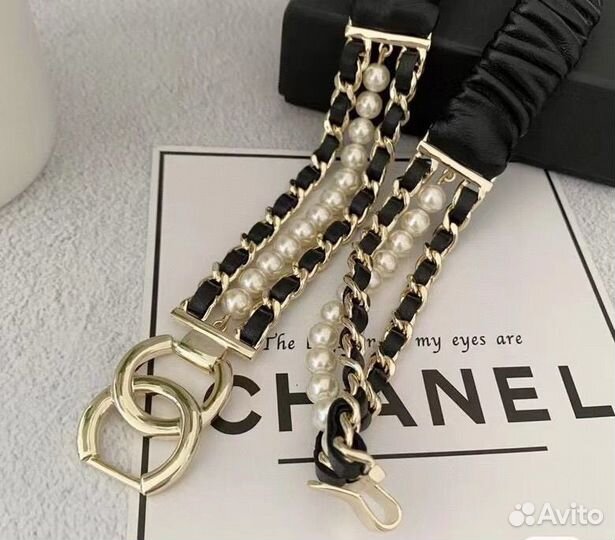 Chanel пояс ремешок кожаный с жемчугом цепочка