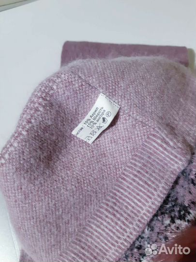 Шапка с шарфом с ангорки