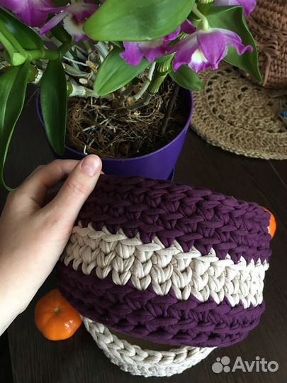 Корзинка из трикотажной пряжи