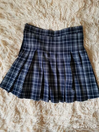 Теннисная юбка темно-синяя, в клеточку