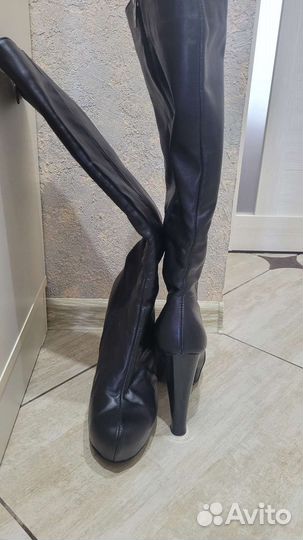 Сапоги ботфорты кожаные