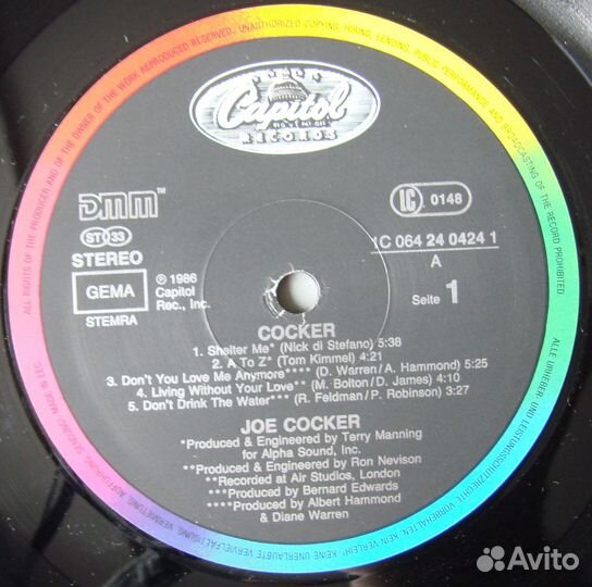 JOE cocker - cocker / 1986 germany