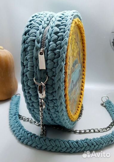 Сумочка с голубым Fiat 500 retro