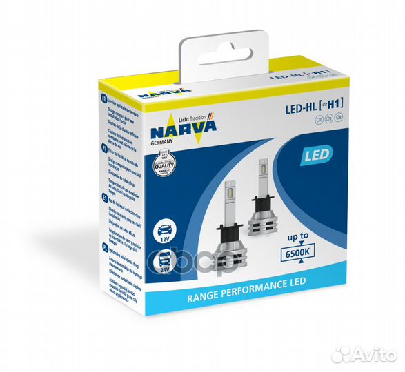 Лампа Narva 12-24 В., 19W LED H1 RPL2 P14,5s 65