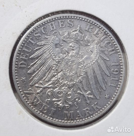 Германия бавария 2 марки 1911 год
