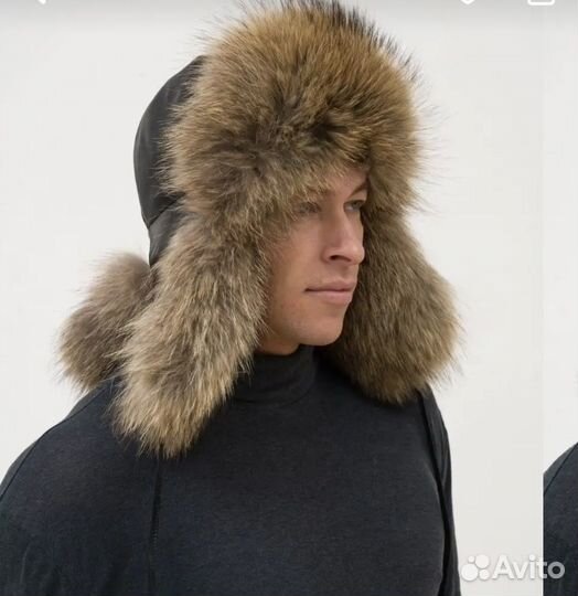 Шапка ушанка из енота