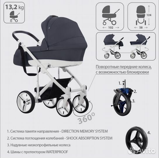 Коляска 2 в 1 bebetto magnum