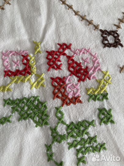 Скатерть винтаж хлопок вышивка ручная (мулине)