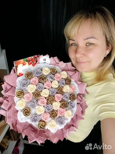 Букет из конфет ручной работы, шоколадные розы