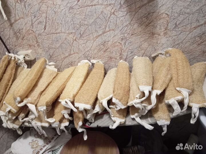 Эколюфа.Мочалка из люфы массаж 5шт,антицеллюлитная