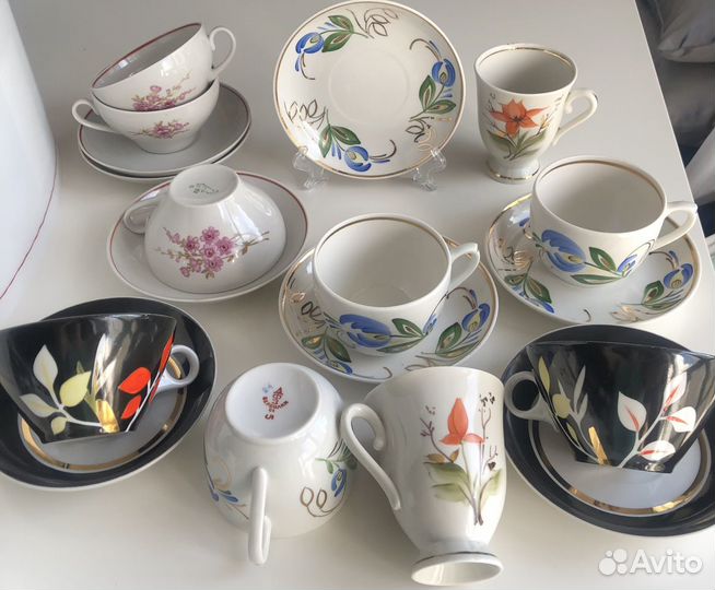 Сервиз СССР чайный чашки пары чайник редкие