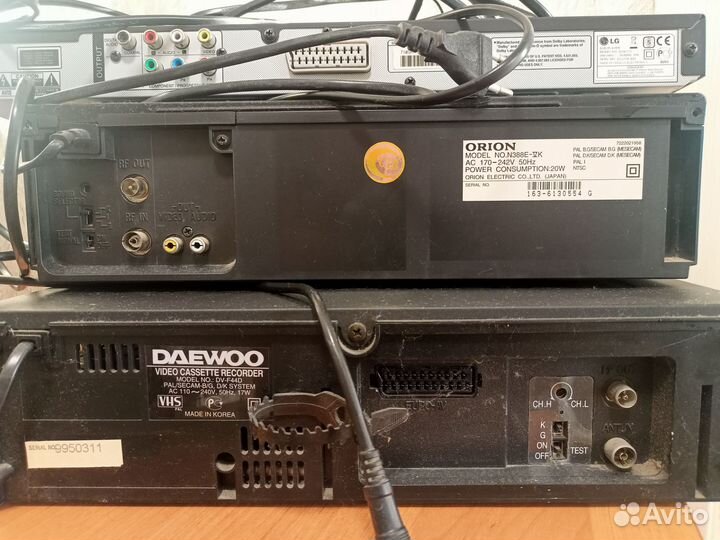 Видеомагнитофон Daewoo,плеер Orion,lg dvd плеер