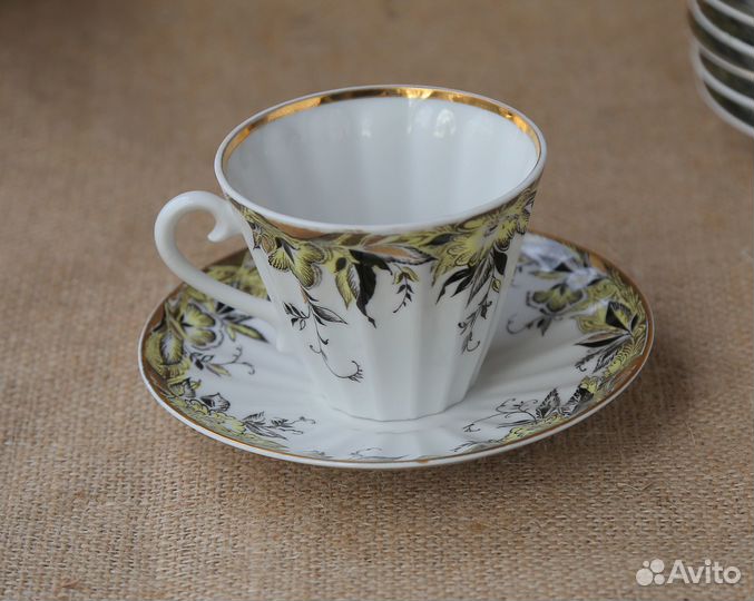 Чайная пара лфз костяной фарфор Осень Ромашки