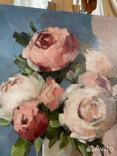 Картина маслом пионы