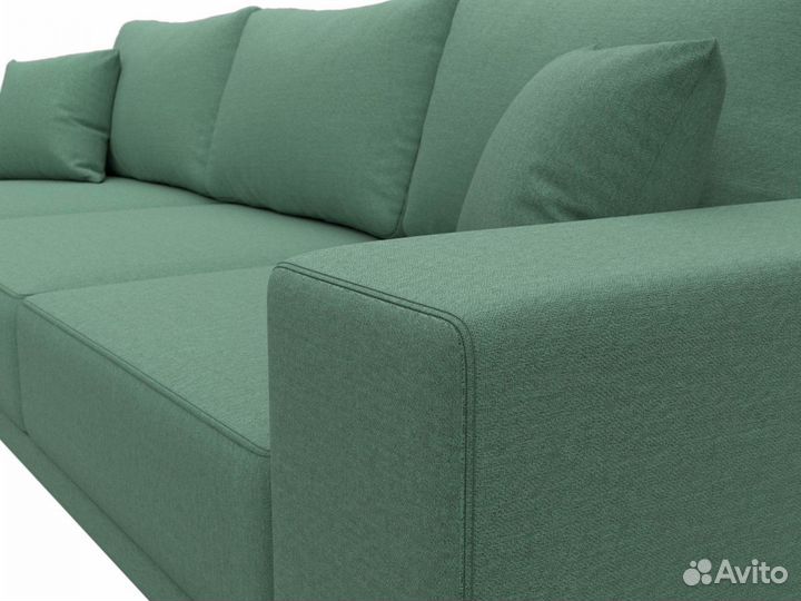 Диван угловой Льюес левый, рогожка, амур зеленый