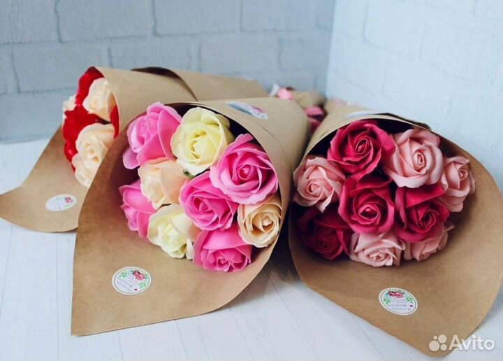 Букеты из мыльных цветов, роз