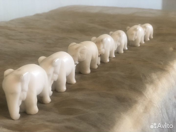 Семь слоников на счастье винтаж мрамор СССР