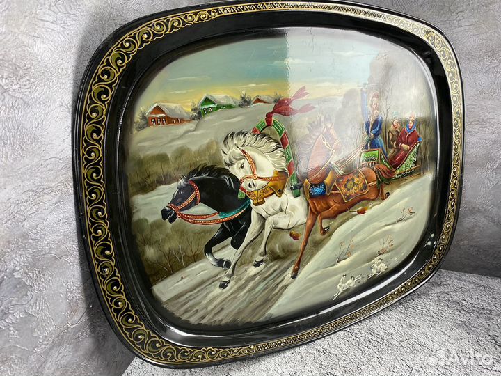 Поднос жостово Тройка 59.5х45.5см