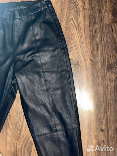 Брюки кожаные черные теплые осень-зима