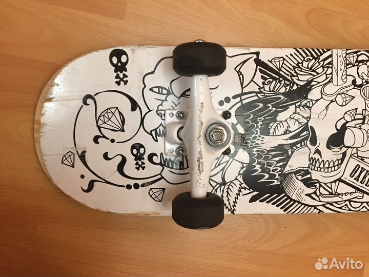 Скейтборд Oxelo mid tattoo white + чехол в подарок