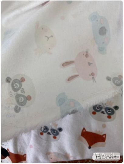 Фланель цветная,мордочки,150 см*170 гр, отрез 3м