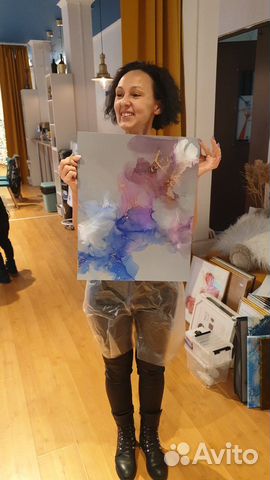 Арт-вечеринка с картиной алкогольными чернилами