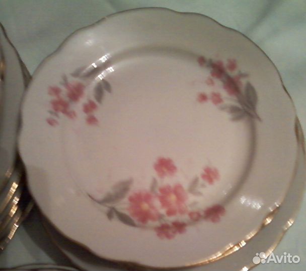Сервиз столовый (Дулево), розовый цветок