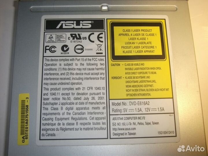 Привод DVD ROM Asus DVD-E616A2 и дp