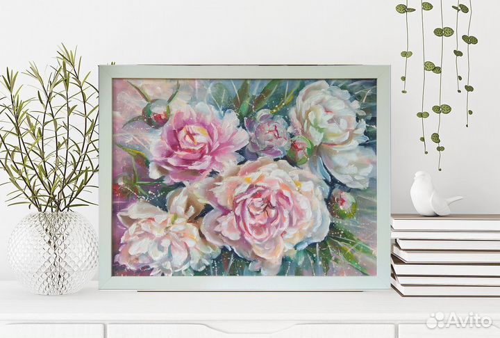 Картина маслом. Цветы, пионы