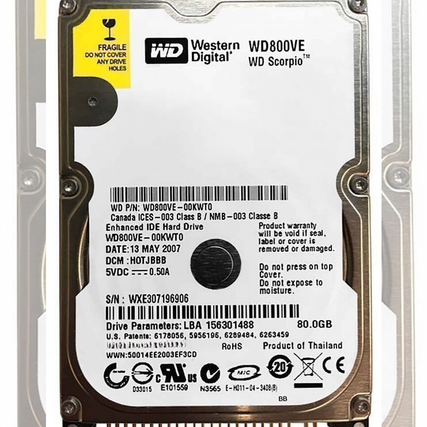 [WD800BEVT] Жесткий Диск Western Digital Wd800ve 80gb 5400 Ide Wd800bevt