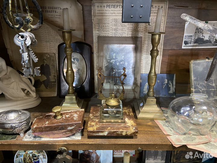 Старинная чернильница, держатель для перьев