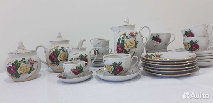 Чайно кофейный сервиз СССР. Ручная роспись